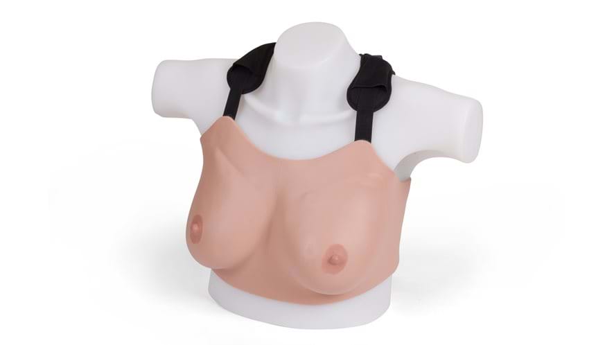 Breast Exam Trainer provides a highly realistic platform to learn skills for CBE & SBE, on a stand or simulated patient.