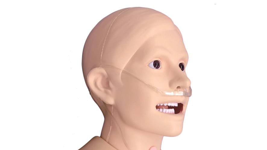 Realistic facial features of the Patient care simulator 
