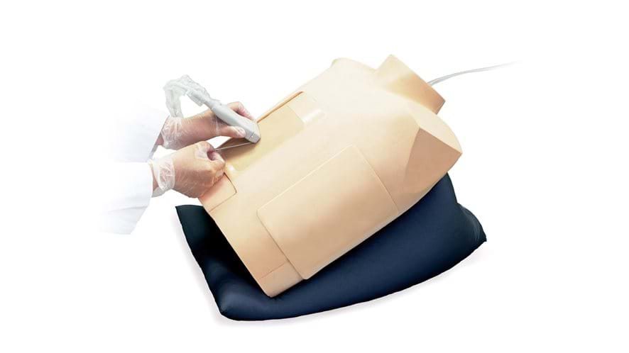Needle injection into the Ultrasound Guided Pericardiocentesis Simulator