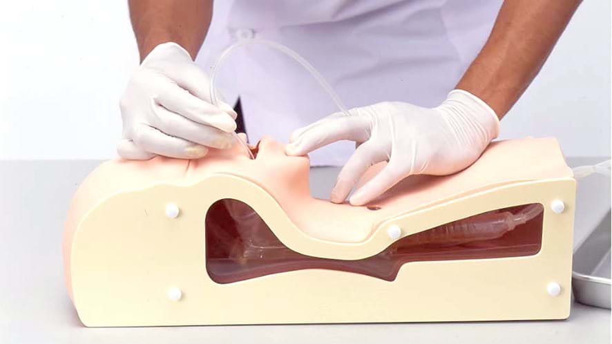 Oral catheterization using Kyoto Kagaku Airway Suction Trainer 