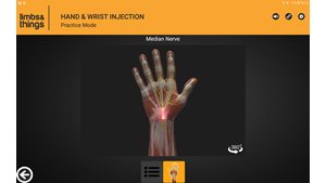 Median Nerve injection Diagram using the Hand & Wrist Injection Trainer Tablet