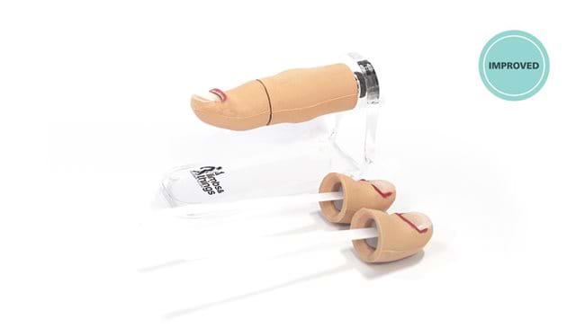 Ingrowing Toenail Trainer with replacement toe ends in light skin tone 